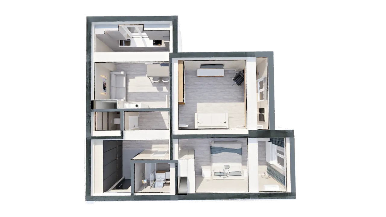 Parkent Plaza пәтерінің қимадағы 3D-жоспары